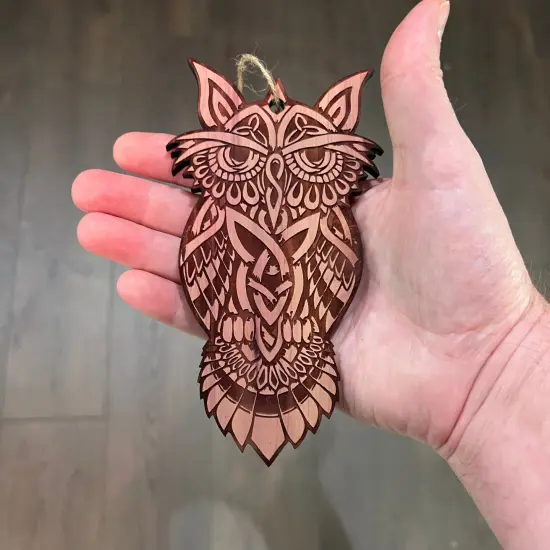 Celtic Owl - Cedar Ornament {3}