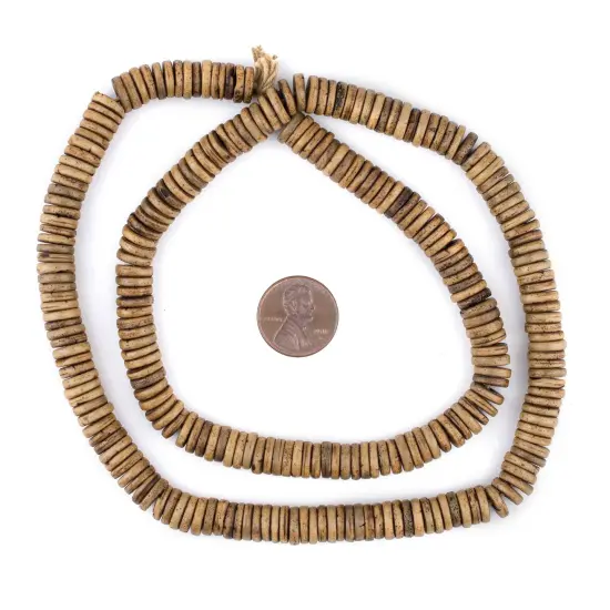 The Bead Chest 8mm Brown Bone Button Beads: Nepal Flat Round Disk Heishi Beads for DIY Necklace Jewelry Making {2}
