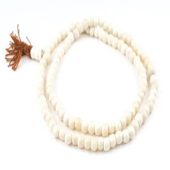 The Bead Chest 108 8mm White Bone Mala Beads - Handmade Fair Trade Nepal Prayer Rosary Beads Necklace for Mediation, Yoga, Jewelry Making, Crafts {3}