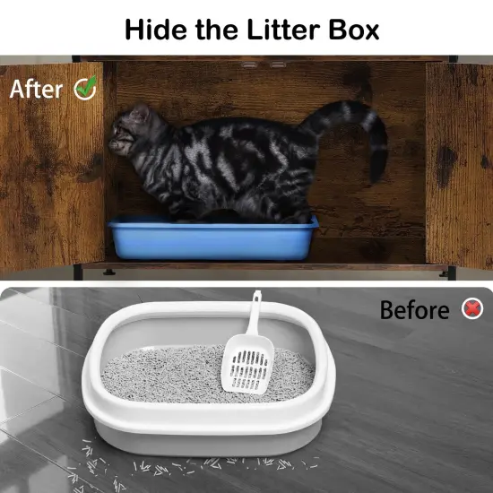 Litter Box Enclosure with Storage Shelves Dark brown {3}