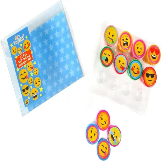 TINYMILLS 12 Pcs Emoji Stamp Kit for Kids {3}