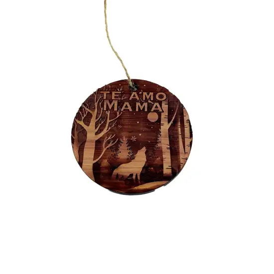 Te Amo Mama Winter Wolf - Cedar Ornament {3}