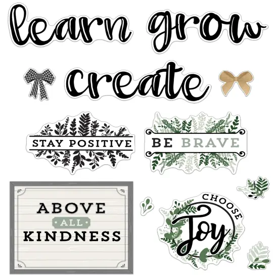 Carson Dellosa 34 pc Bundle of Farmhouse Decor for Bulletin Board, Positive Affirmations, Motivational Poster, Eucalyptus, and More Classroom Decorations {1}
