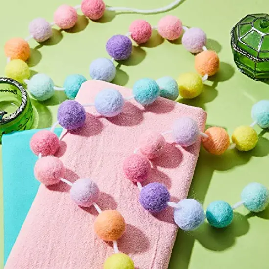WILLBOND Wool Felt Ball Garland Colorful Pom Pom Garland 6.5 Feet Long 24 Ball Garland for Mardi Gras Easter Halloween Thanksgiving Christmas Wall (Multiple Colors,2 Pieces) {5}