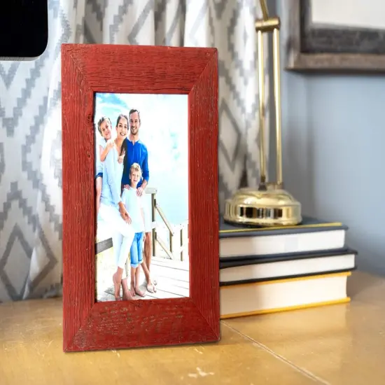 Rustic Farmhouse Standard 6 in. x 9 in. Tabletop Reclaimed Wood Picture Frame Red {6}