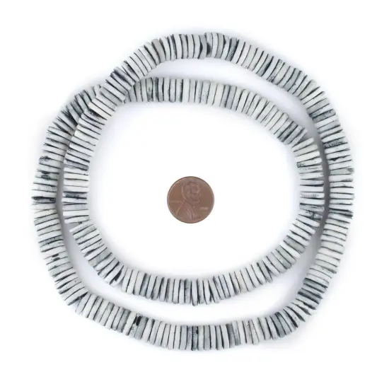 The Bead Chest 10mm Light Grey Bone Button Beads: Nepal Flat Round Disk Heishi Beads for DIY Necklace Jewelry Making {2}