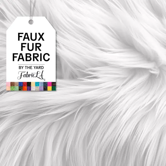 FabricLA | Shaggy Faux Fur | Fabric by The Yard | 18&rdquo; x 60" Inch Wide | Craft Furry Fabric | Sewing, Apparel, Rugs, Pillows & More | Faux Fluffy Fabric | White - Half Yard {1}