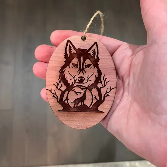Night of the Wolf - Cedar Ornament {3}