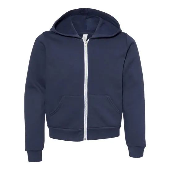 BELLA + CANVAS&reg; Youth Sponge Fleece Full-Zip Hoodie - 3739Y Navy {1}
