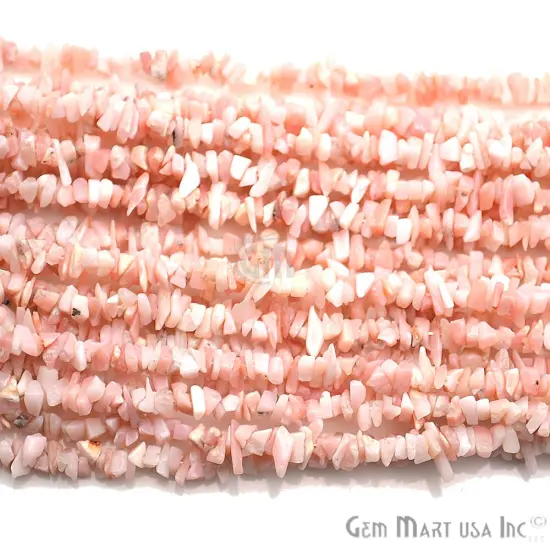 Pink Opal Chip Beads, 34 Inch, Natural Chip Strands, Drilled Strung Nugget Beads, 3-7mm, Polished, GemMartUSA (CHPO-70001) {5}