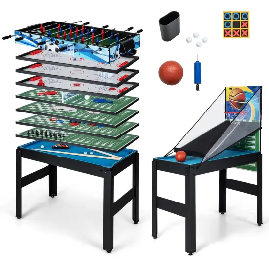Costway 14-in-1 Combo Game Table Set with Foosball Air Hockey Ping Pong Chess Shuffleboard {1}