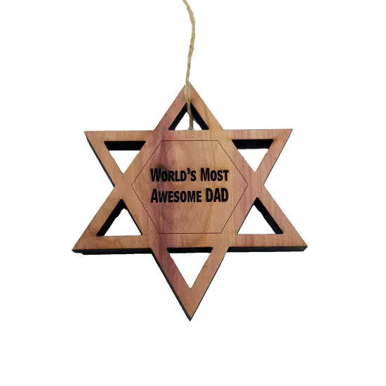 Worlds most awesome dad Star of David - Cedar Ornament {1}
