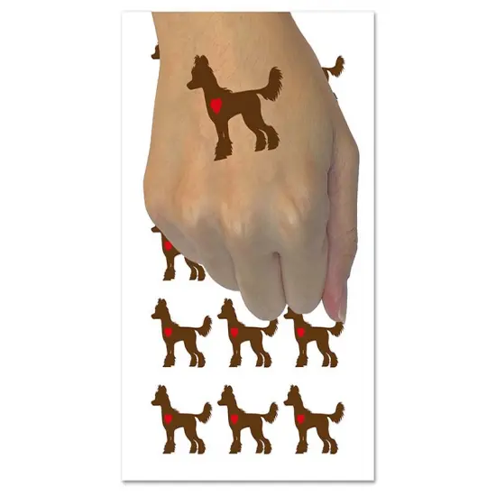 Chinese Crested Dog with Heart Temporary Tattoo Water Resistant Fake Body Art Set Collection (1 Sheet) {1}