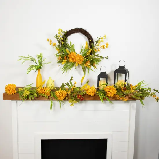 Northlight Peonies Artificial Fall Harvest Twig Wreath, 22-Inch, Unlit Brown {5}