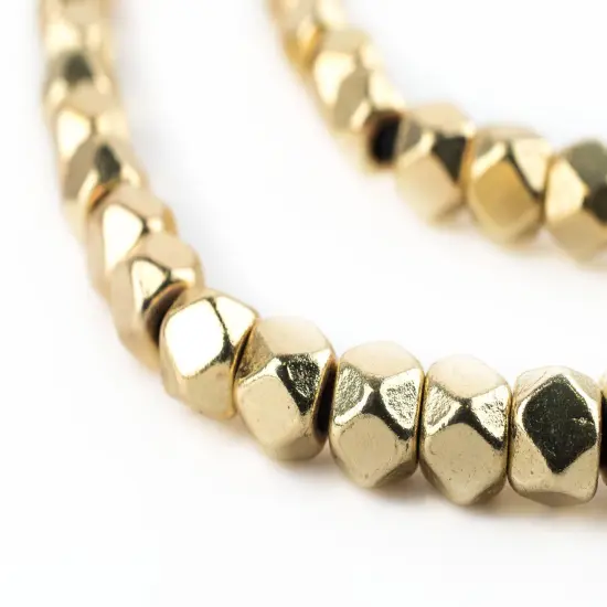 Cornerless Cube Beads - Full Strand of Faceted Ethnic Metal Spacers - The Bead Chest (6mm, Gold) {1}