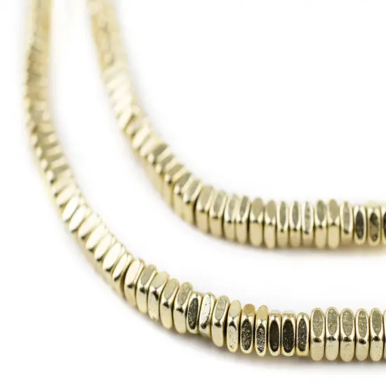 The Bead Chest Faceted Gold Color Square Beads 4mm, 16 Inch Strand Unusual Brass Large Hole {1}