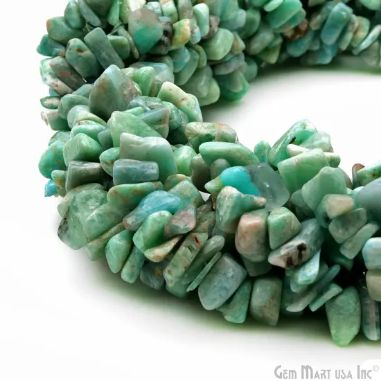 Amazonite Chip Beads, 34 Inch, Natural Chip Strands, Drilled Strung Nugget Beads, 7-10mm, Polished, GemMartUSA (CHAZ-70004) {3}
