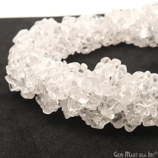 Crystal Chip Beads, 34 Inch, Natural Chip Strands, Drilled Strung Nugget Beads, 7-10mm, Polished, GemMartUSA (CHCY-70004) {4}