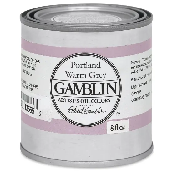 Gamblin Artists' Oil Color - Portland Warm Gray, 8 oz can {2}