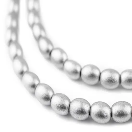 The Bead Chest Silver Oval Natural Wood Beads (9x6mm): Organic Eco-Friendly Wooden Bead Strand for DIY Jewelry, Crafts, Necklace and Bracelet Making {1}