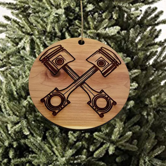 Cross Pistons - Cedar Ornament {3}