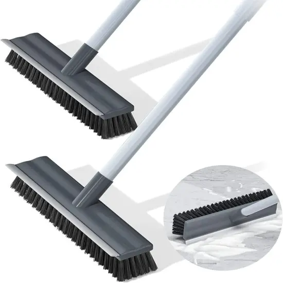 1x Floor Scrub Brush 2 in 1 Scrape & brush Push Broom Stiff Bristle {1}
