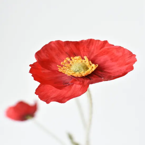 24" Faux Red Poppy Stem {1}