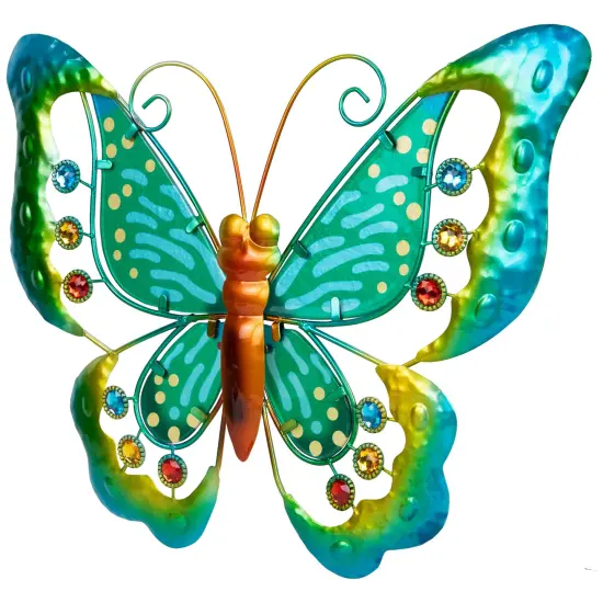 Northlight Green Metal Butterfly Outdoor Garden Wall Hanging - 12" {4}