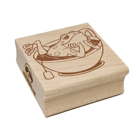 Seductive Frog in Tea Cup Square Rubber Stamp for Stamping Crafting {1}