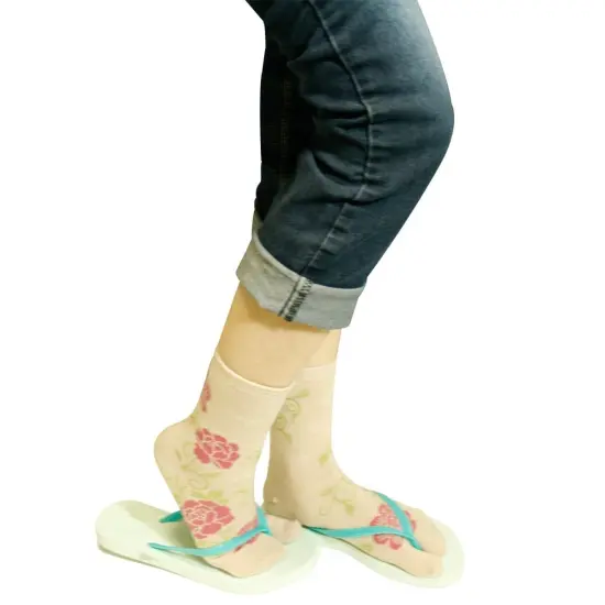 Wrapables Tabi Flip-Flop Socks (Set of 3), Rose & Peony, Black, Beige, Pink {2}