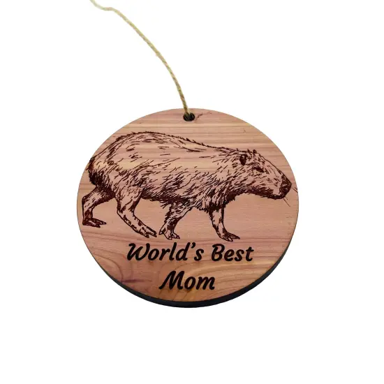 Worlds Best Mom Capybara - Cedar Ornament {3}