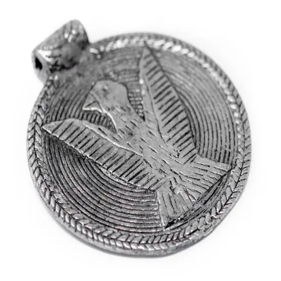 The Bead Chest Silver Bird Baule Bead Pendant (58x52mm): African Tribal Metal Pendant for DIY Jewelry and Necklace {3}