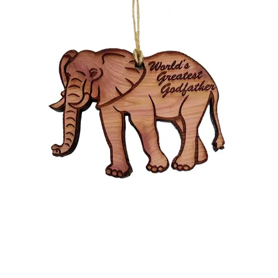 Elephant Worlds Greatest Godfather - Cedar Ornament {1}