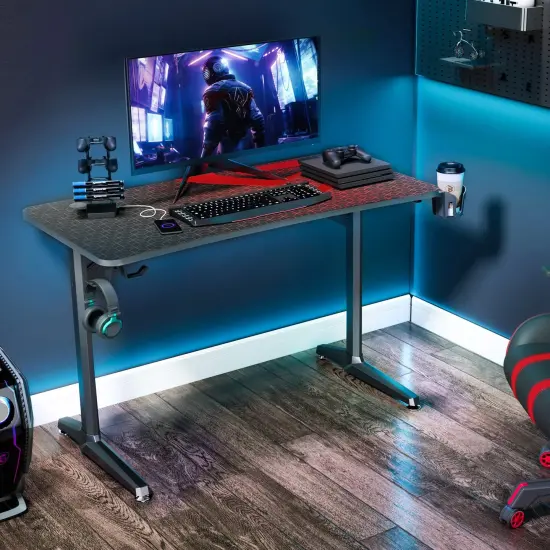 Eureka Ergonomic 47x23 Curved Shaped Gaming Desk {2}