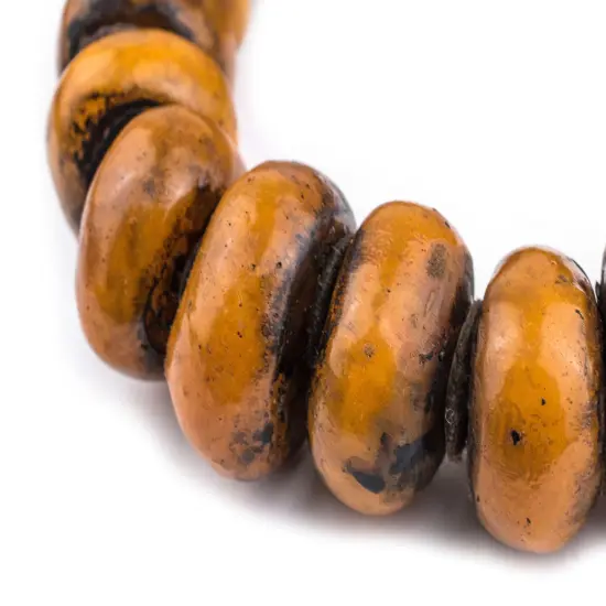 The Bead Chest Honey Moroccan Resin Beads Extra Large 37mm Morocco African Orange Round Large Hole 38 Inch Strand Handmade {1}