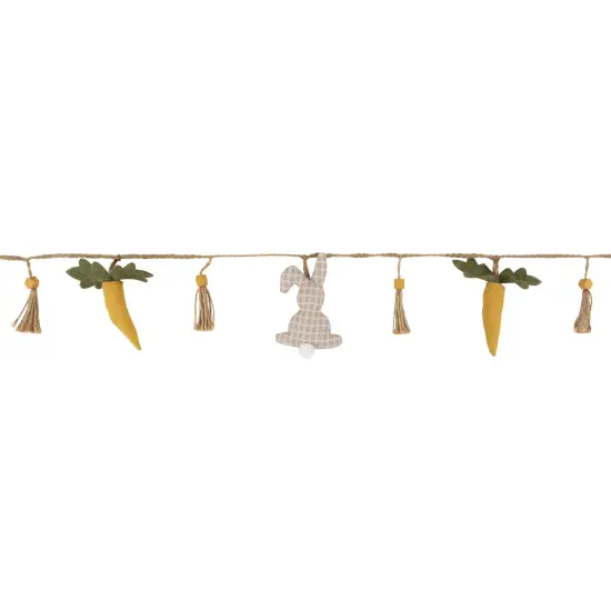 Northlight Plush Rabbit and Carrot Twine Easter Garland -3.5' Beige {4}