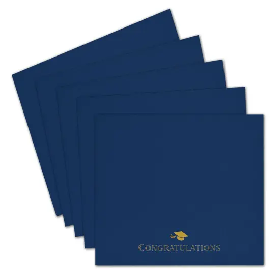 Great Papers! Certificate Cover with Gold Foil, CONGRATULATIONS with Grad Hat , Navy, 12" x 9.375"(folded) with Die-Cuts for 8.5" x 11" Document, 5 Count {2}