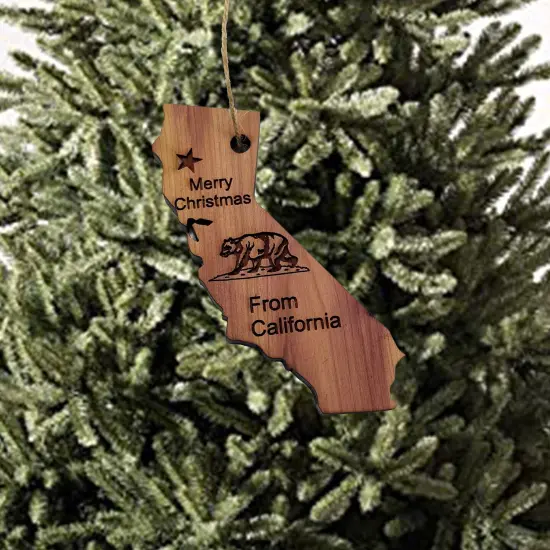 Merry Christmas From California - Cedar Ornament {2}