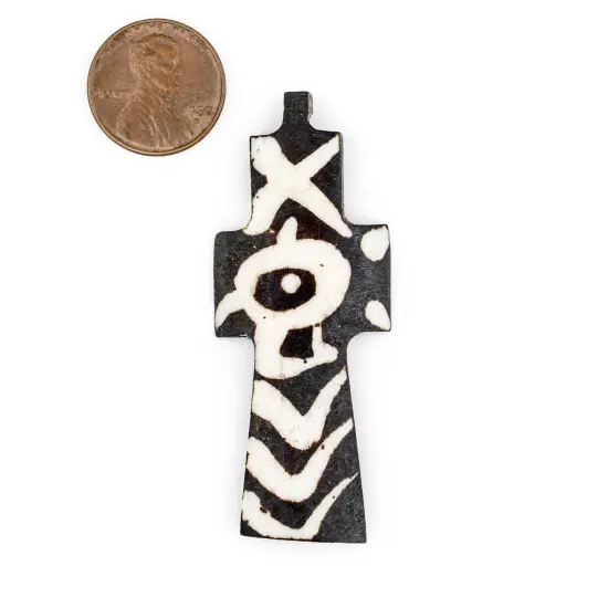 The Bead Chest Handmade Batik Bone Cross Pendant from Kenya &ndash; African Tribal Design &ndash; Eye &ndash; Fair Trade Ethically Sourced Jewelry Making Charm {2}