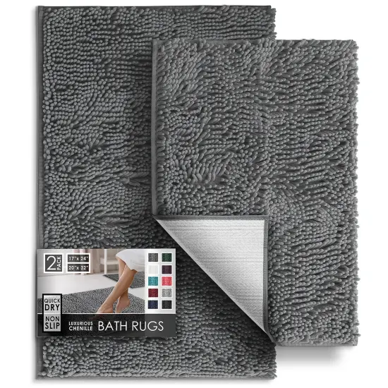 Hearth & Harbor Chenille Bath Mat Grey {1}