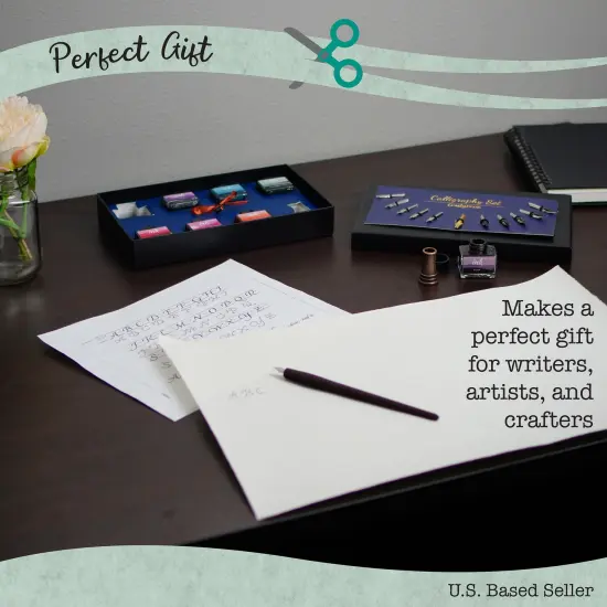 CraftyBook Calligraphy Pens for Writing - 12 Nibs with 7 Dip Pen Ink Colors {6}