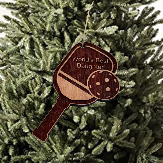 Worlds Best Daughter Pickleball - Cedar Ornament {2}