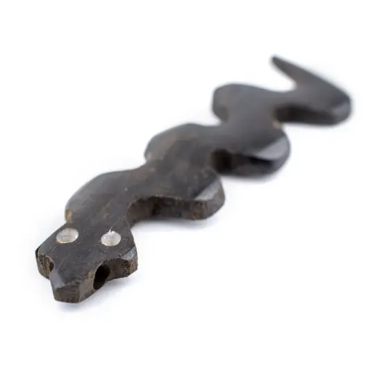 The Bead Chest Slithering Snake Batik Bone Animal Pendant 17mm Kenya African Black Large Hole Handmade {4}