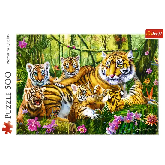 500 Piece Jigsaw Puzzles, Family of Tigers, Jungle, Wild Animals, Tiger Cubs, Big Cats, Adult Puzzles, Trefl 37350 {3}