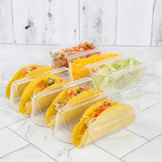 7Penn Taco Shells Holder Set of 4 - Toppings Tray to Taco Holder Stand {4}
