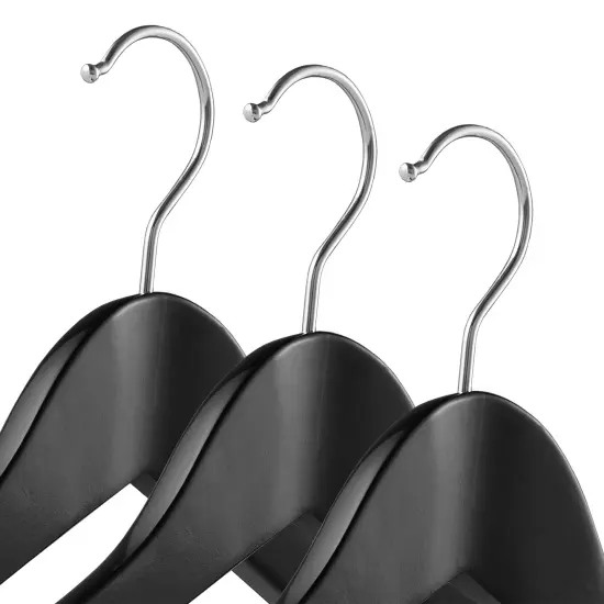Wide Shoulder Wood Suit Hangers 6 pcs Black {2}