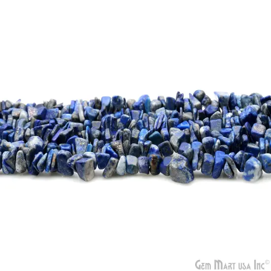 Lapis Chip Beads, 34 Inch, Natural Chip Strands, Drilled Strung Nugget Beads, 7-10mm, Polished, GemMartUSA (CHLP-70004) {4}