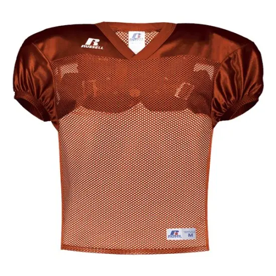 Russell Athletic&reg; - Stock Practice Jersey, Practice Wear- S096BM | Crafted from 100% polyester mini porthole mesh for maximum breathability and comfort | Perfect for practice sessions or casual games Burnt orange {1}