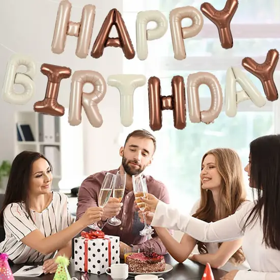 Colorful Celebrations: 16-Inch Mylar Foil Happy Birthday Balloons Banner - Eco-Friendly Decor for All Ages! Caramel cream choco {2}