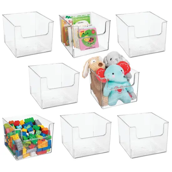 mDesign Plastic Toy Storage Bin with Front Dip for Kids Playroom {1}